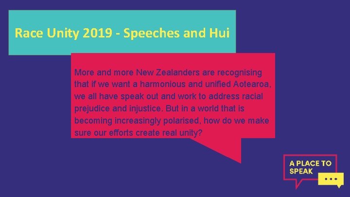 Race Unity 2019 - Speeches and Hui More and more New Zealanders are recognising
