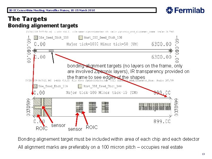 3 D-IC Consortium Meeting, Marseilles France, 18 -19 March 2010 The Targets Bonding alignement