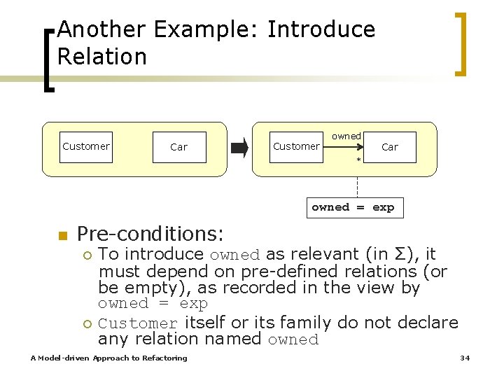 Another Example: Introduce Relation Customer Car Customer owned Car * owned = exp n