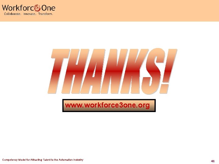 www. workforce 3 one. org Competency Model for Attracting Talent to the Automation Industry www. workforce 3 one. org Competency Model for Attracting Talent to the Automation Industry
