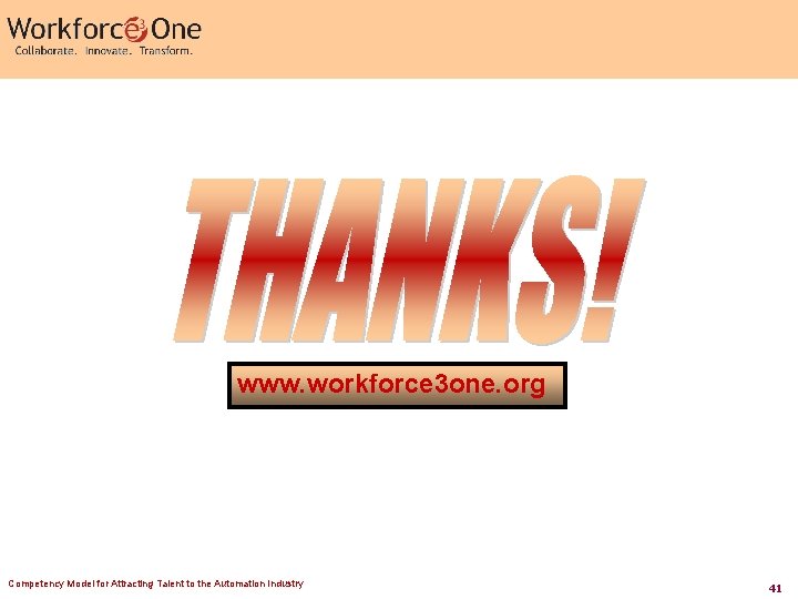 www. workforce 3 one. org Competency Model for Attracting Talent to the Automation Industry