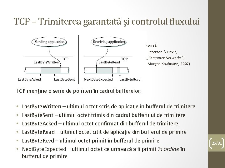 TCP – Trimiterea garantată şi controlul fluxului • (sursă: • • • Peterson &