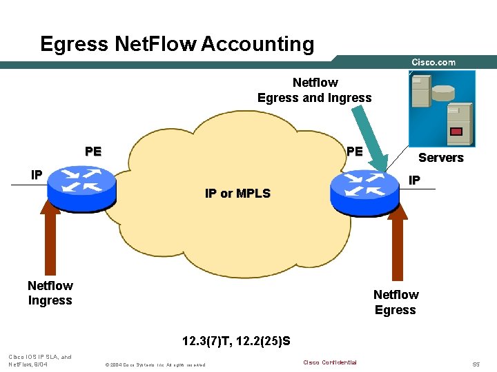 Egress Net. Flow Accounting Netflow Egress and Ingress PE PE IP Servers IP IP