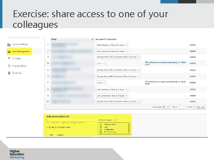 Exercise: share access to one of your colleagues 