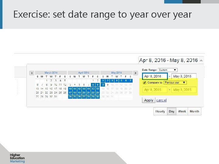 Exercise: set date range to year over year 