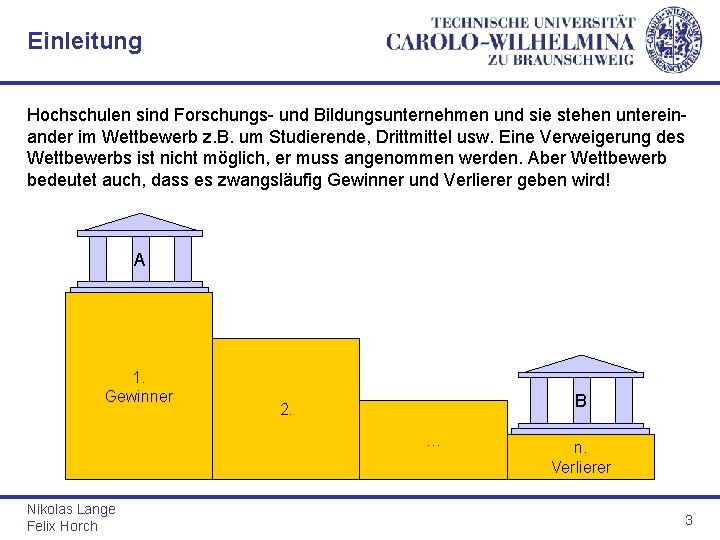 Einleitung Hochschulen sind Forschungs- und Bildungsunternehmen und sie stehen untereinander im Wettbewerb z. B.