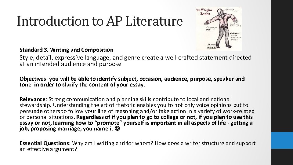 Introduction to AP Literature Standard 3. Writing and Composition Style, detail, expressive language, and