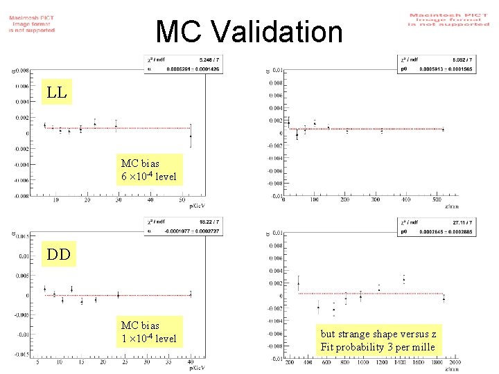 MC Validation LL MC bias 6 10 -4 level DD MC bias 1 10