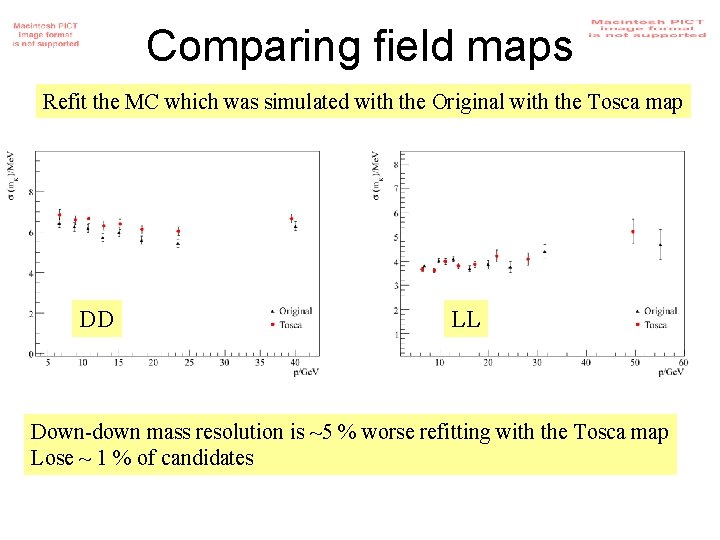 Comparing field maps Refit the MC which was simulated with the Original with the