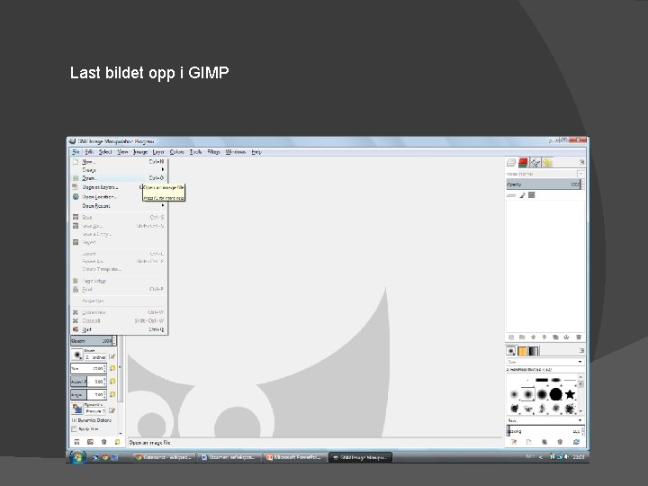 Last bildet opp i GIMP 
