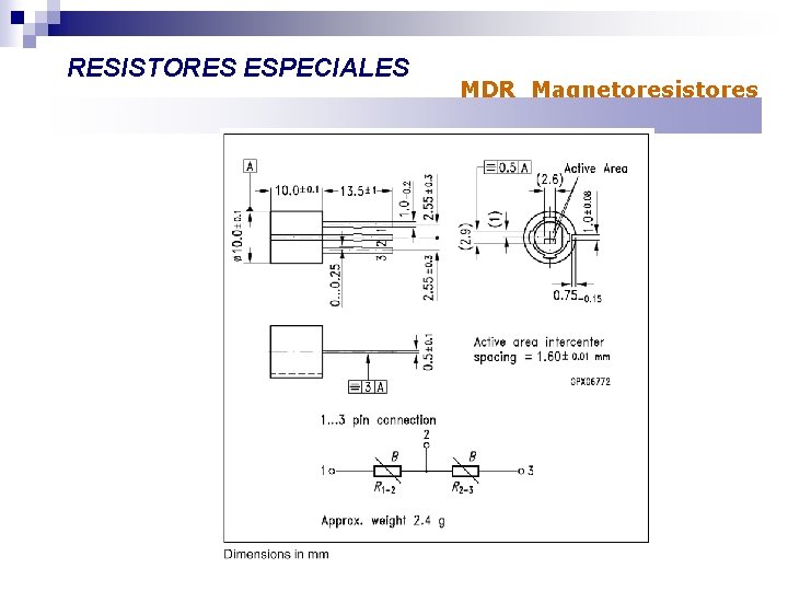 RESISTORES ESPECIALES MDR Magnetoresistores 