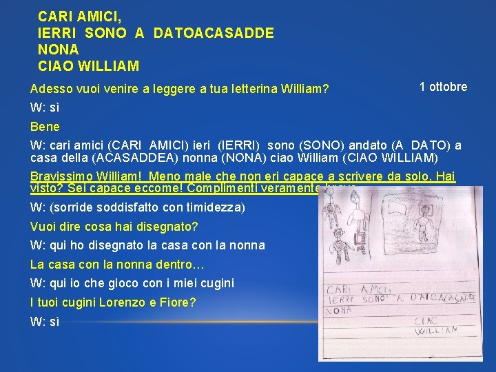 CARI AMICI, IERRI SONO A DATOACASADDE NONA CIAO WILLIAM Adesso vuoi venire a leggere