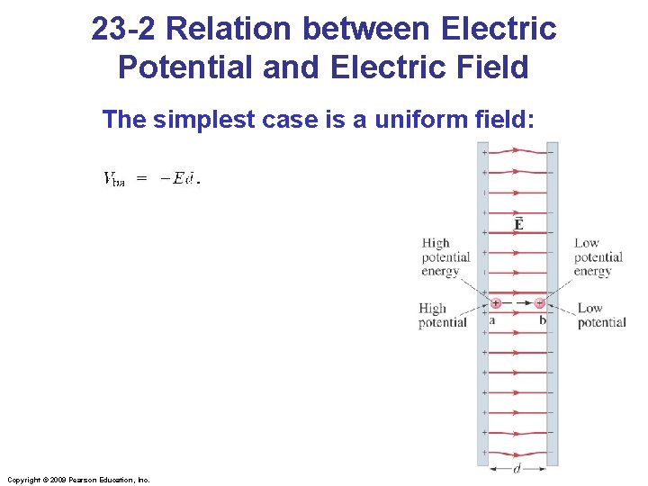 23 -2 Relation between Electric Potential and Electric Field The simplest case is a