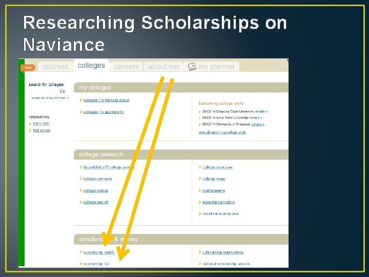 Researching Scholarships on Naviance 