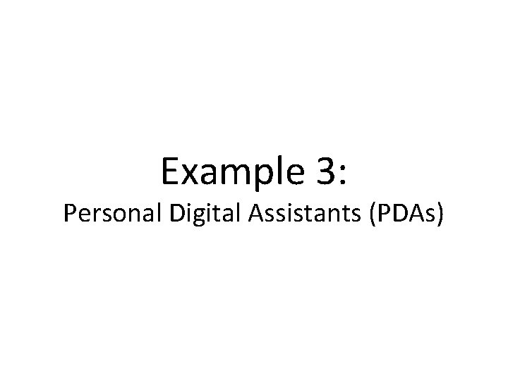 Example 3: Personal Digital Assistants (PDAs) 