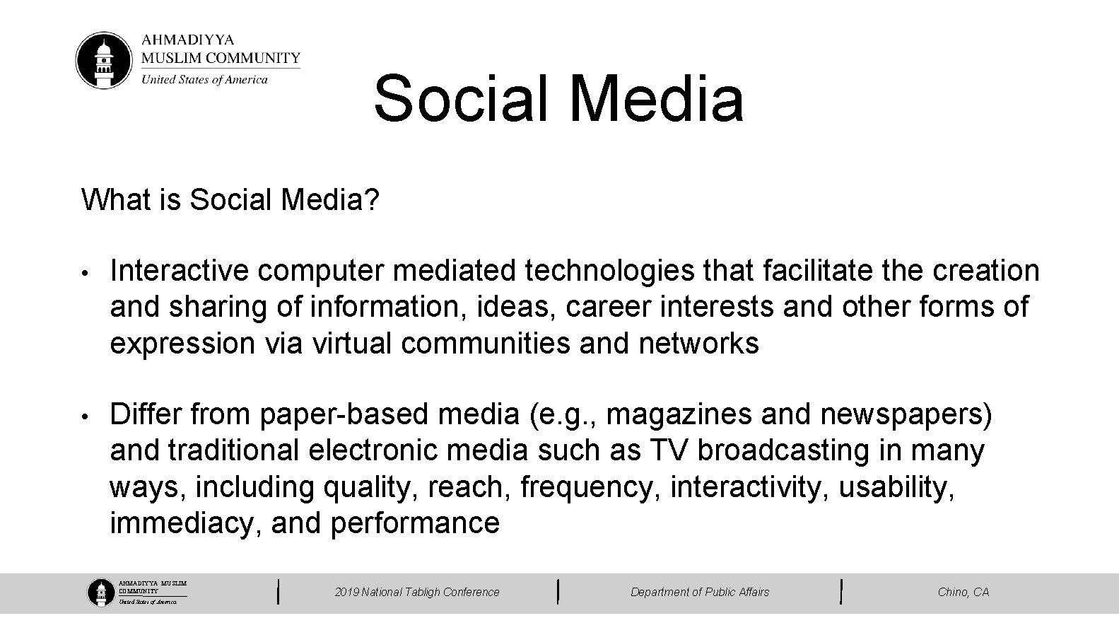 Social Media What is Social Media? • Interactive computer mediated technologies that facilitate the