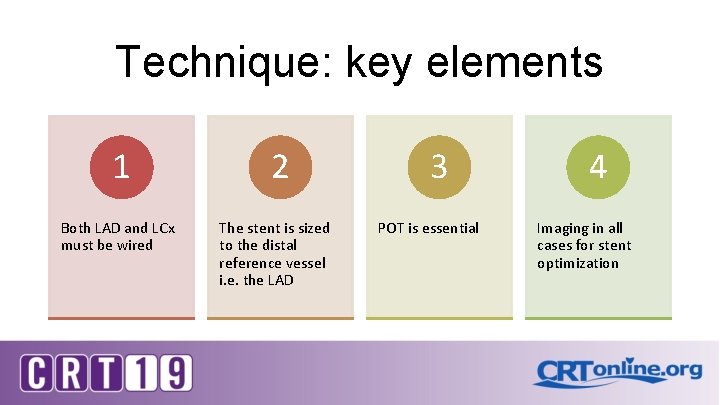 Technique: key elements 1 Both LAD and LCx must be wired 2 The stent Technique: key elements 1 Both LAD and LCx must be wired 2 The stent