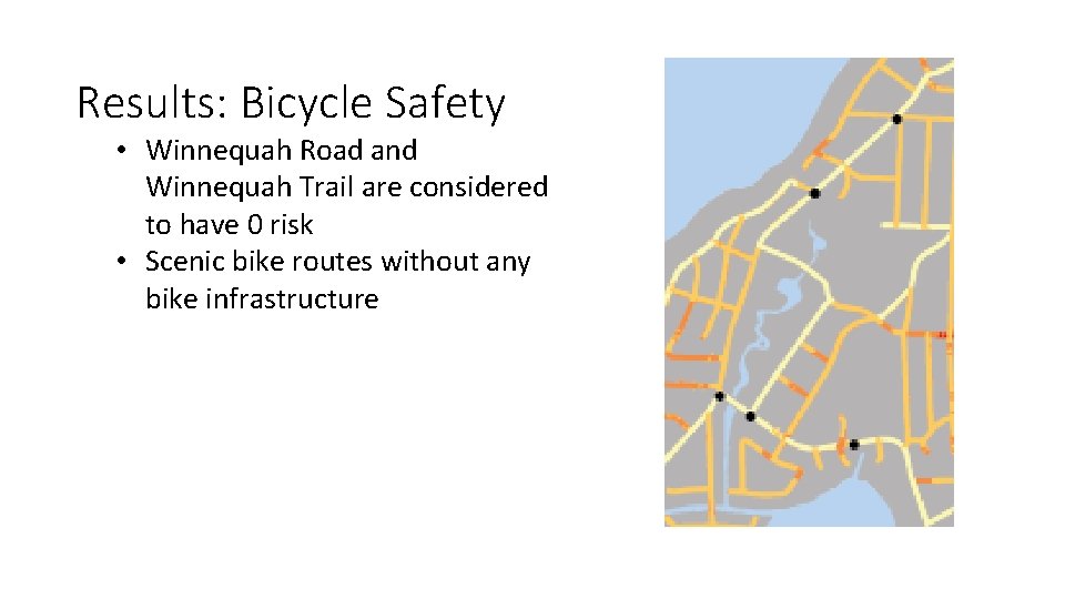 Results: Bicycle Safety • Winnequah Road and Winnequah Trail are considered to have 0