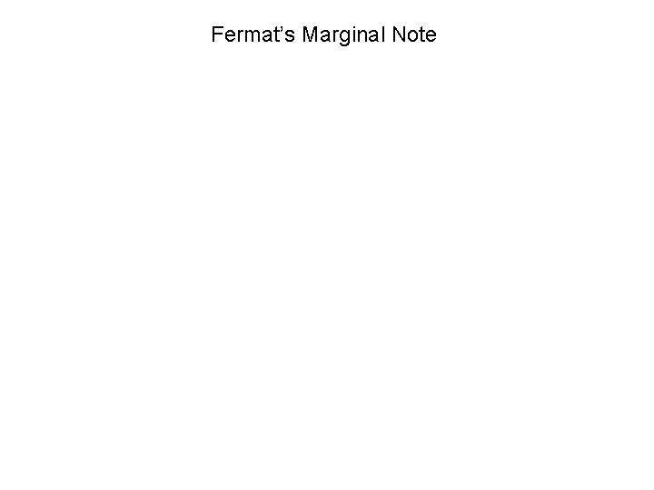 Fermat’s Marginal Note 