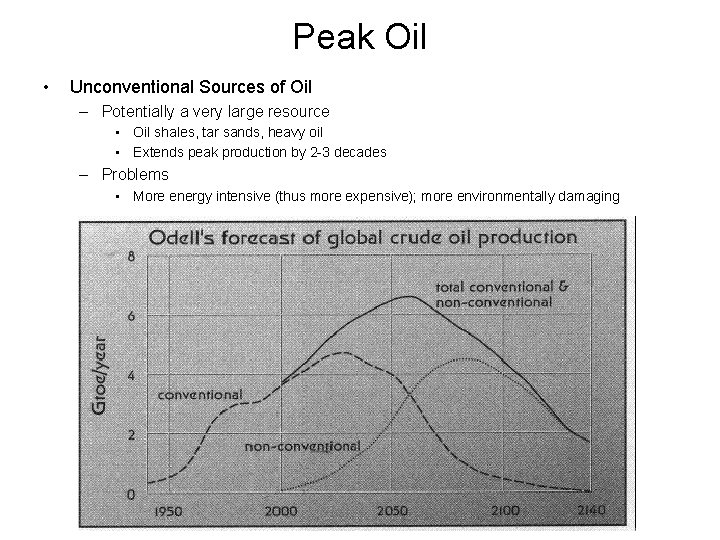 Peak Oil • Unconventional Sources of Oil – Potentially a very large resource •