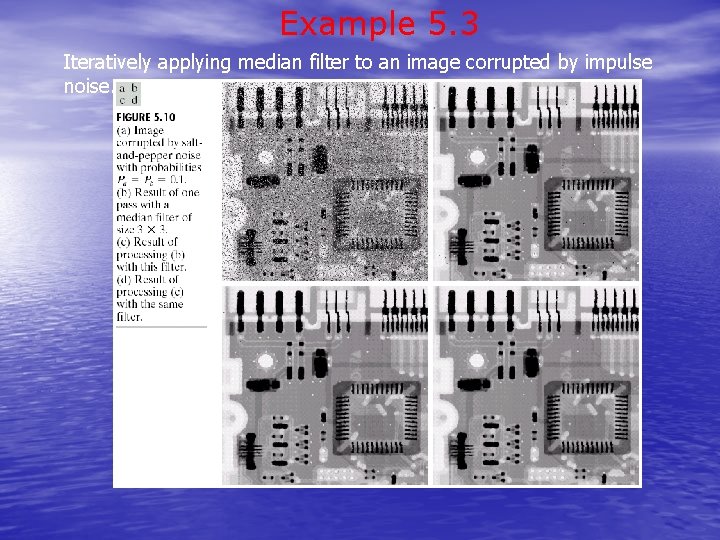 Example 5. 3 Iteratively applying median filter to an image corrupted by impulse noise.