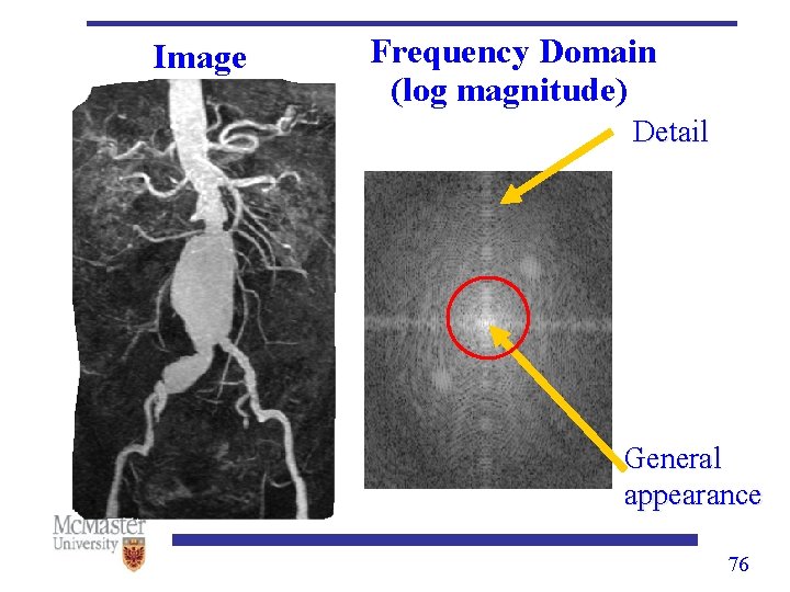 Image Frequency Domain (log magnitude) v Detail u General appearance 76 