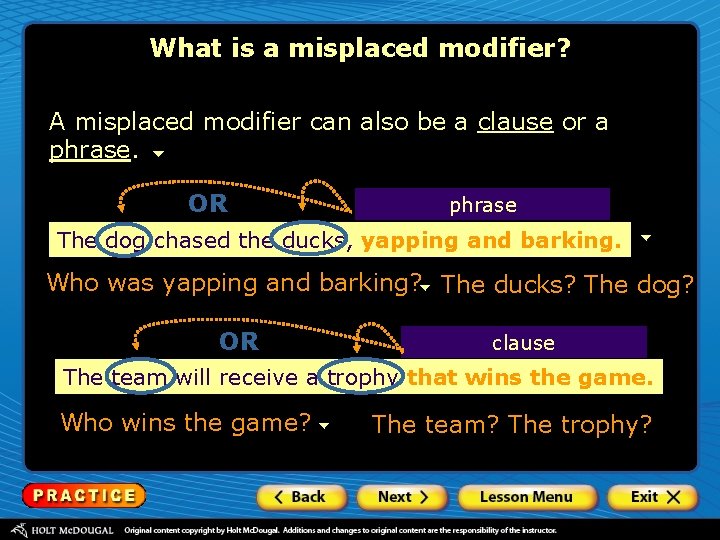 What is a misplaced modifier? A misplaced modifier can also be a clause or
