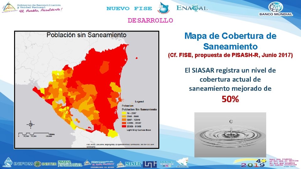 DESARROLLO Mapa de Cobertura de Saneamiento (Cf. FISE, propuesta de PISASH-R, Junio 2017) El DESARROLLO Mapa de Cobertura de Saneamiento (Cf. FISE, propuesta de PISASH-R, Junio 2017) El