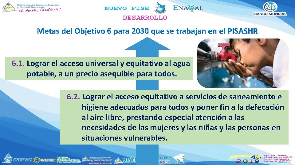DESARROLLO Metas del Objetivo 6 para 2030 que se trabajan en el PISASHR 6. DESARROLLO Metas del Objetivo 6 para 2030 que se trabajan en el PISASHR 6.