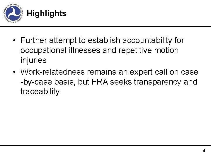 Highlights • Further attempt to establish accountability for occupational illnesses and repetitive motion injuries