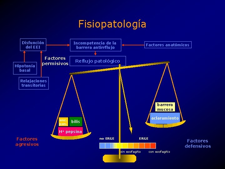 Fisiopatología Disfunción del EEI Hipotonía basal Incompetencia de la barrera antirrflujo Factores permisivos Factores