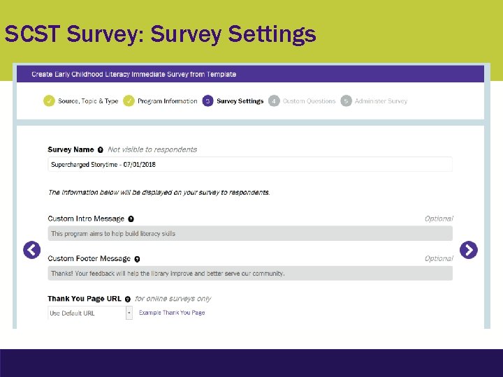 SCST Survey: Survey Settings 