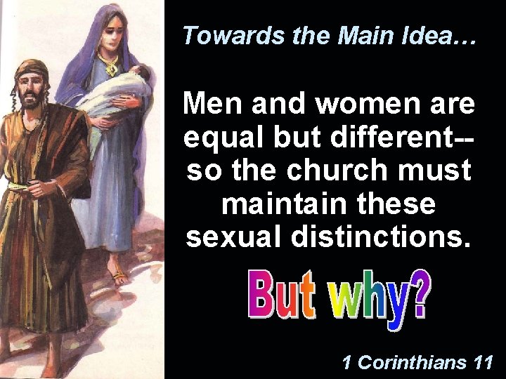 Towards the Main Idea… Men and women are equal but different-so the church must