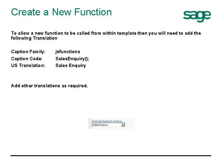 Create a New Function To allow a new function to be called from within