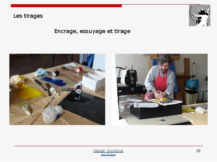 Les tirages Encrage, essuyage et tirage Atelier Guy. Anne Guy Braun 19 