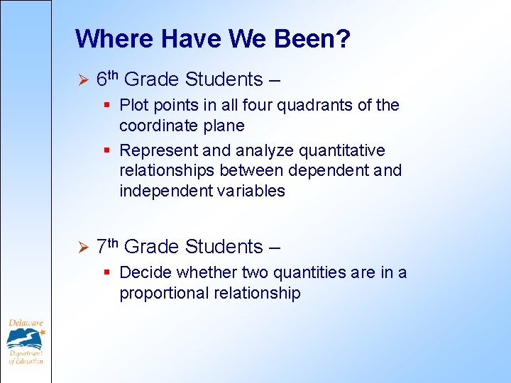 Where Have We Been? Ø 6 th Grade Students – § Plot points in