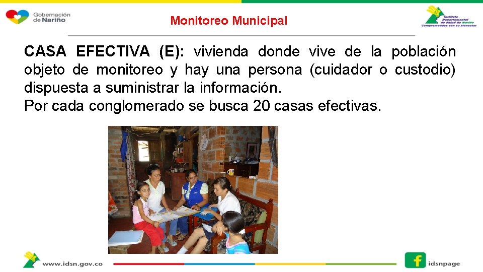 Monitoreo Municipal CASA EFECTIVA (E): vivienda donde vive de la población objeto de monitoreo