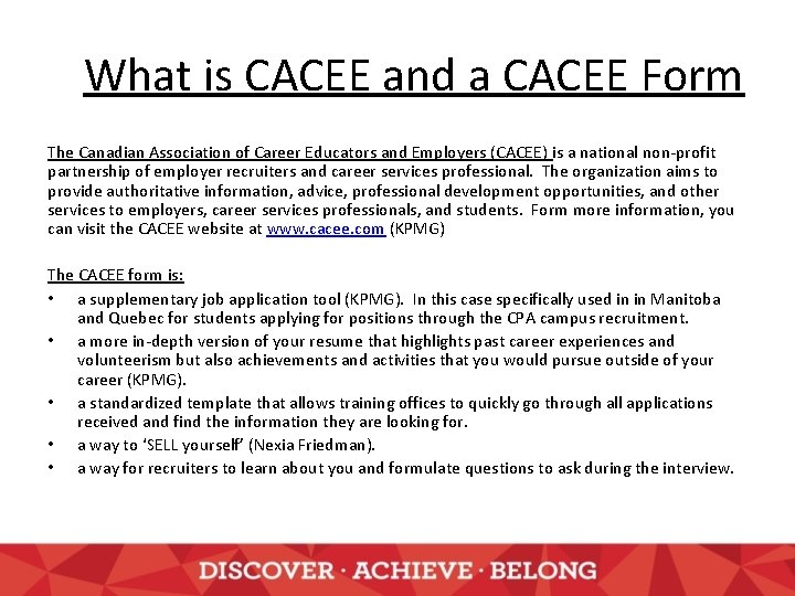 What is CACEE and a CACEE Form The Canadian Association of Career Educators and