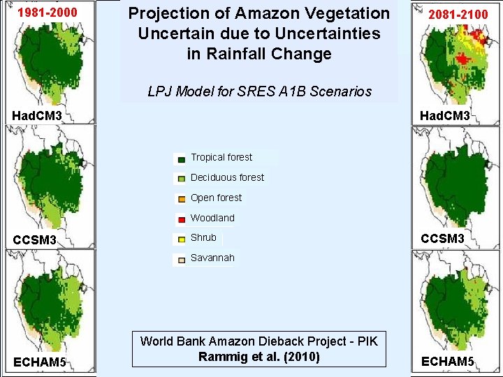 1981 -2000 Projection of Amazon Vegetation Uncertain due to Uncertainties in Rainfall Change 2081