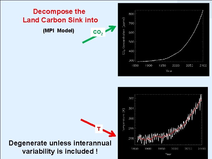 Decompose the Land Carbon Sink into (MPI Model) CO 2 T Degenerate unless interannual