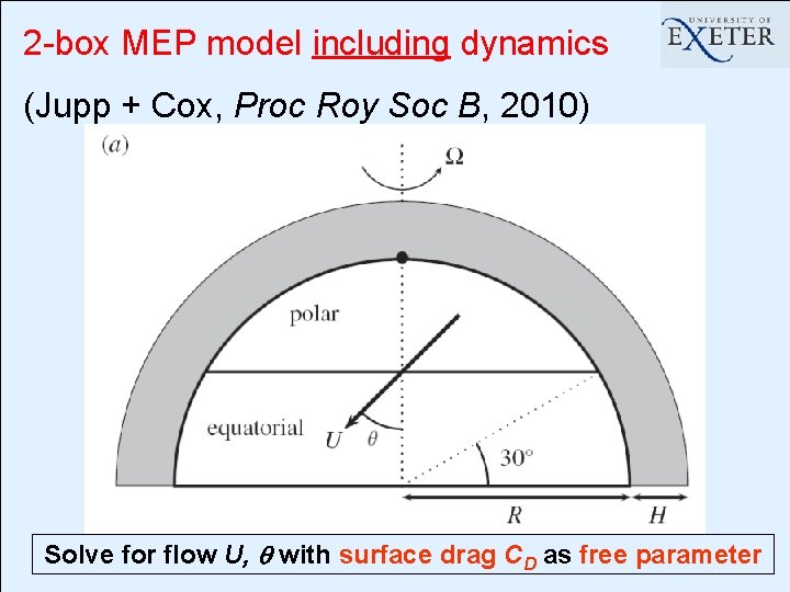 2 -box MEP model including dynamics (Jupp + Cox, Proc Roy Soc B, 2010)