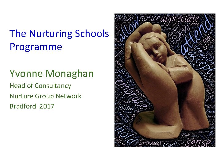 The Nurturing Schools Programme Yvonne Monaghan Head of Consultancy Nurture Group Network Bradford 2017