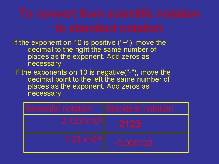 To convert from scientific notation to standard notation If the exponent on 10 is