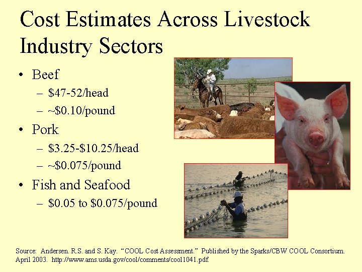 The National Animal Identification System and CountryofOrigin Labeling