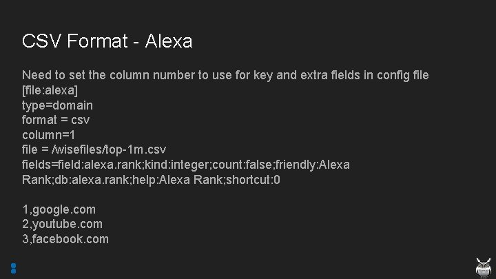 CSV Format - Alexa Need to set the column number to use for key