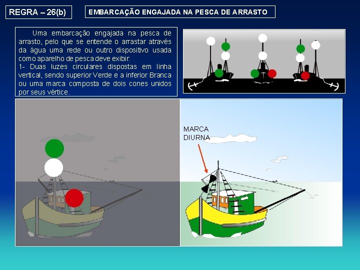 REGRA – 26(b) EMBARCAÇÃO ENGAJADA NA PESCA DE ARRASTO Uma embarcação engajada na pesca REGRA – 26(b) EMBARCAÇÃO ENGAJADA NA PESCA DE ARRASTO Uma embarcação engajada na pesca
