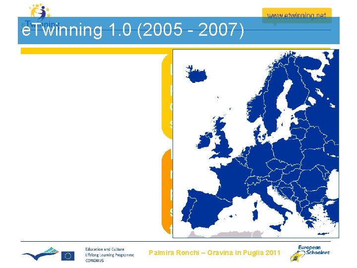 e. Twinning 1. 0 (2005 - 2007) Lanciato per promuovere la collaborazione ta scuole e. Twinning 1. 0 (2005 - 2007) Lanciato per promuovere la collaborazione ta scuole