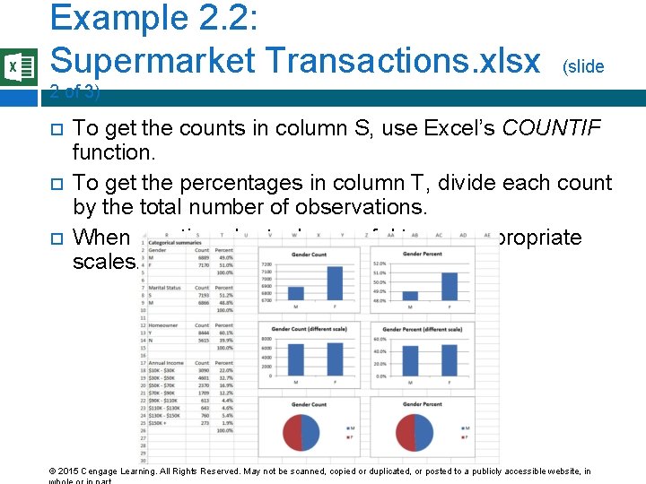 Example 2. 2: Supermarket Transactions. xlsx (slide 2 of 3) To get the counts