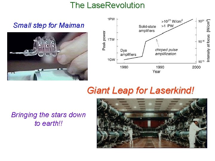 The Lase. Revolution Small step for Maiman Giant Leap for Laserkind! Bringing the stars