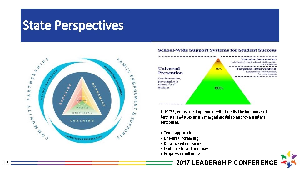 State Perspectives In MTSS, educators implement with fidelity the hallmarks of both RTI and